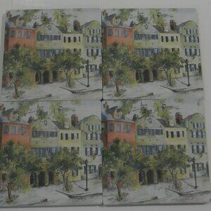 Rainbow Row Charleston, SC Stone Coasters Set of 4 Cork Backed NEW
